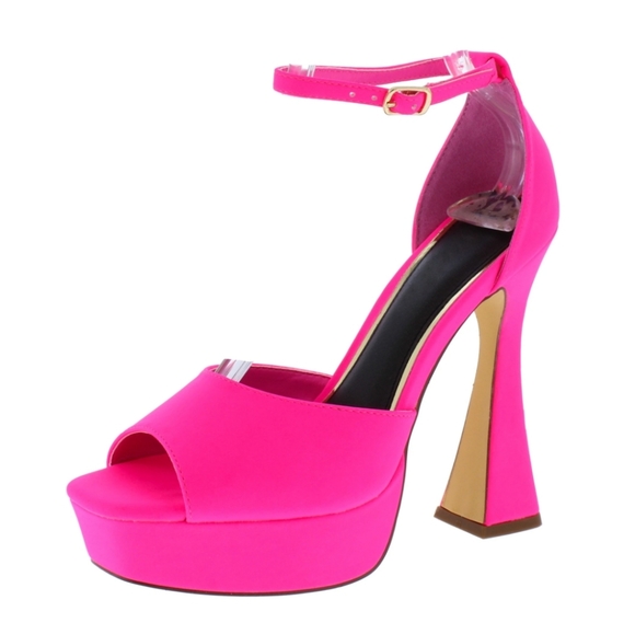 Dolls Kill | Shoes | Sexy Pink Neon Flared Platform Heels | Poshmark